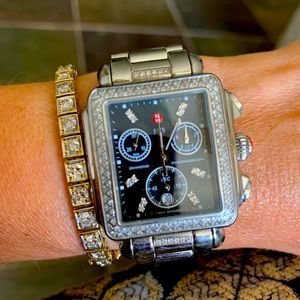 Michele Deco black pearl, diamond watch and band
